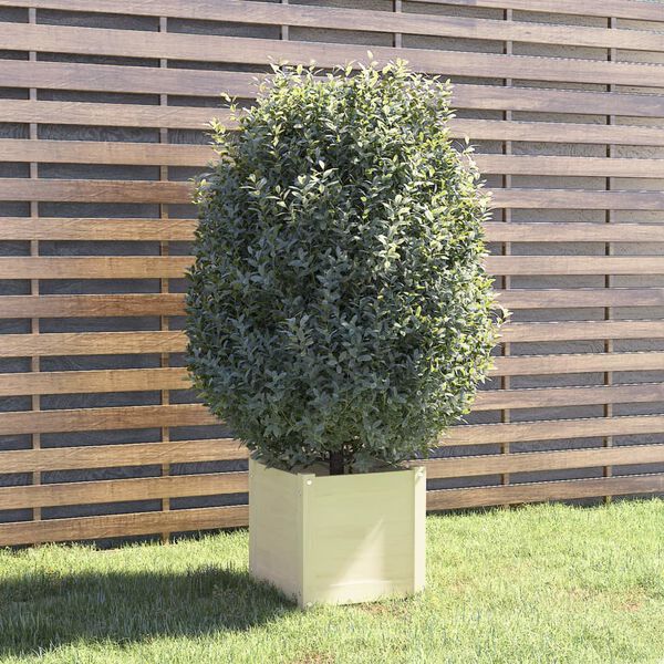 vidaXL Jardinera de madera maciza de pino blanco 40x40x40 cm