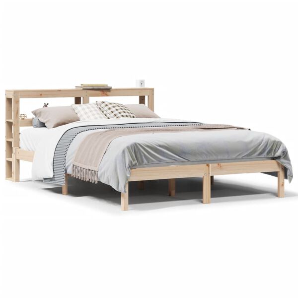 vidaXL Estructura de cama sin colch&oacute;n madera de pino blanco 150x200 cm