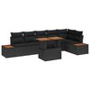 vidaXL Conjunto de sof&aacute;s de jard&iacute;n 7 uds. Negro rat&aacute;n sint&eacute;tico