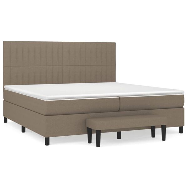 vidaXL Cama box spring con colch&oacute;n tela gris taupe 200x200 cm