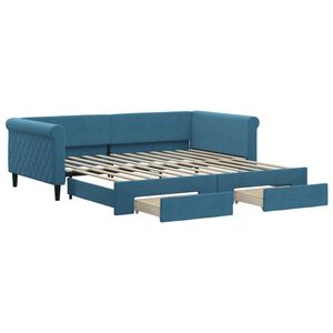 vidaXL Sof&aacute; cama nido con cajones terciopelo azul 100x200 cm