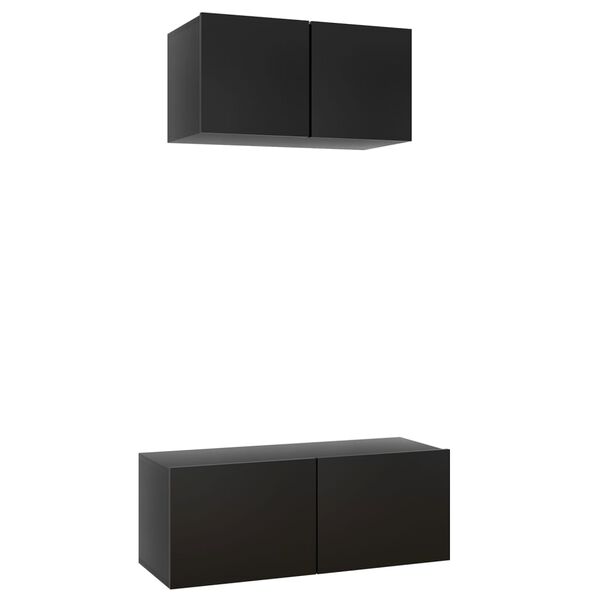 vidaXL Set de muebles de salón TV 2 pzas madera de ingeniería negro