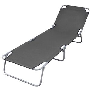 vidaXL Tumbona plegable con respaldo ajustable gris