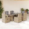 vidaXL Set comedor de jard&iacute;n 7 pzas con cojines rat&aacute;n sint&eacute;tico beige