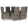 vidaXL Set comedor jard&iacute;n 7 pzas y cojines rat&aacute;n sint&eacute;tico negro gris