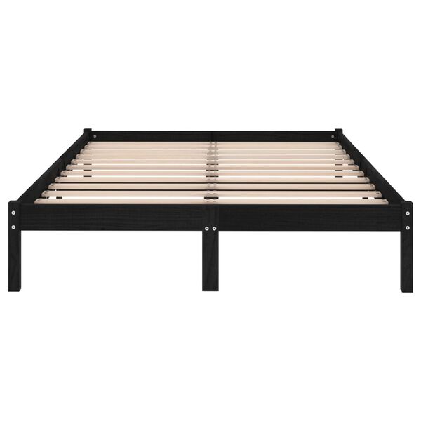 vidaXL Estructura de cama doble sin colchón madera maciza negro