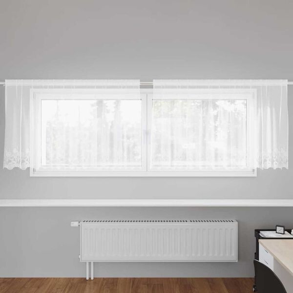 vidaXL Cortina de Encaje con cortinas Floral 80 x 300 cm Poli&eacute;ster