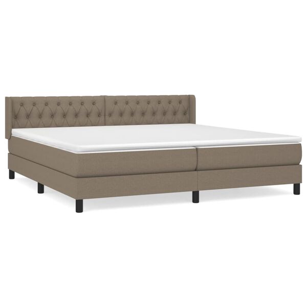 vidaXL Cama box spring con colch&oacute;n tela gris taupe 200x200 cm