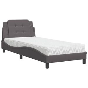 vidaXL Estructura de cama sin colch&oacute;n Zadar cuero sint&eacute;tico gris 90x200 cm