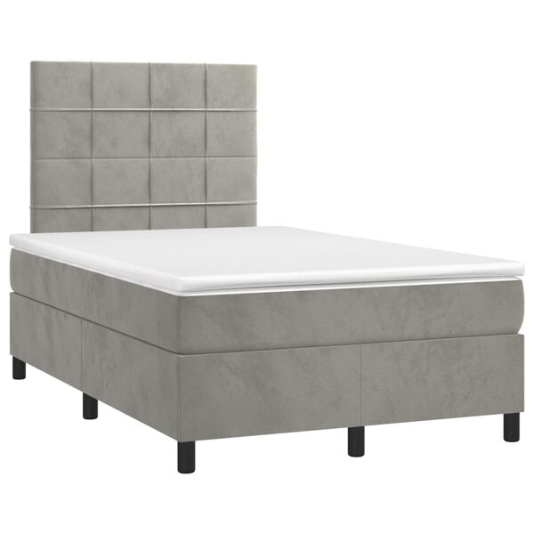 vidaXL Cama box spring con colch&oacute;n terciopelo gris claro 120x200 cm
