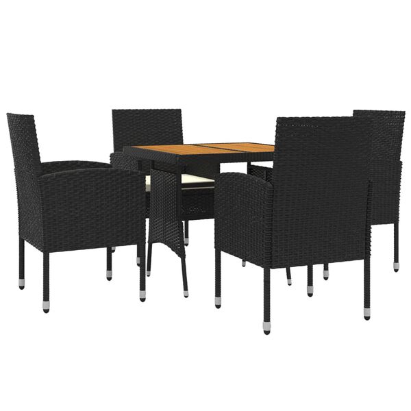 vidaXL Juego de comedor de jardín 5 piezas ratán sintético negro