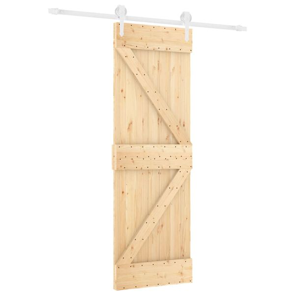 vidaXL Puerta corredera con herrajes madera maciza de pino 70x210 cm