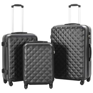 vidaXL Juego de maletas r&iacute;gidas con ruedas trolley 3 piezas negro ABS