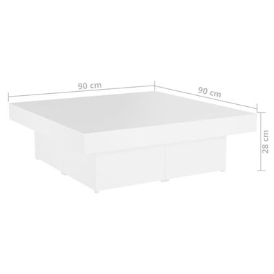 vidaXL Mesa de centro de aglomerado blanco 90x90x28 cm