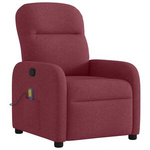 vidaXL Sill&oacute;n de masaje reclinable de tela color vino tinto