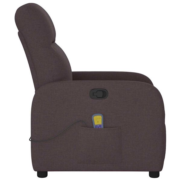 vidaXL Sill&oacute;n de masaje reclinable de tela marr&oacute;n oscuro