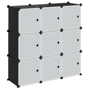 vidaXL Estanter&iacute;a de cubos con 9 compartimentos y puertas PP negro