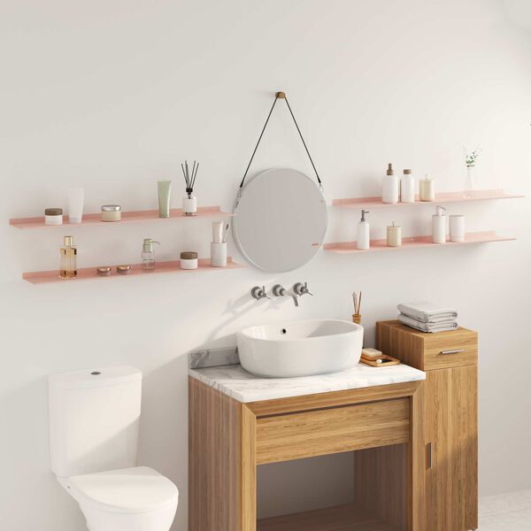 vidaXL Estante flotante 4 pcs Rosa 100 x 18 x 2,5 cm Acero