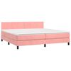 vidaXL Cama box spring con colch&oacute;n terciopelo rosa 200x200 cm