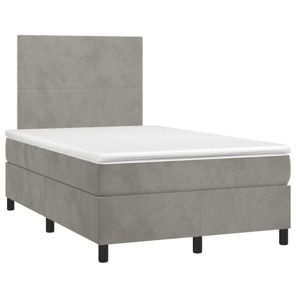 vidaXL Cama box spring con colch&oacute;n terciopelo gris claro 120x190 cm