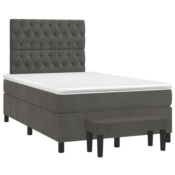 vidaXL Cama box spring con colch&oacute;n terciopelo gris oscuro 120x200 cm