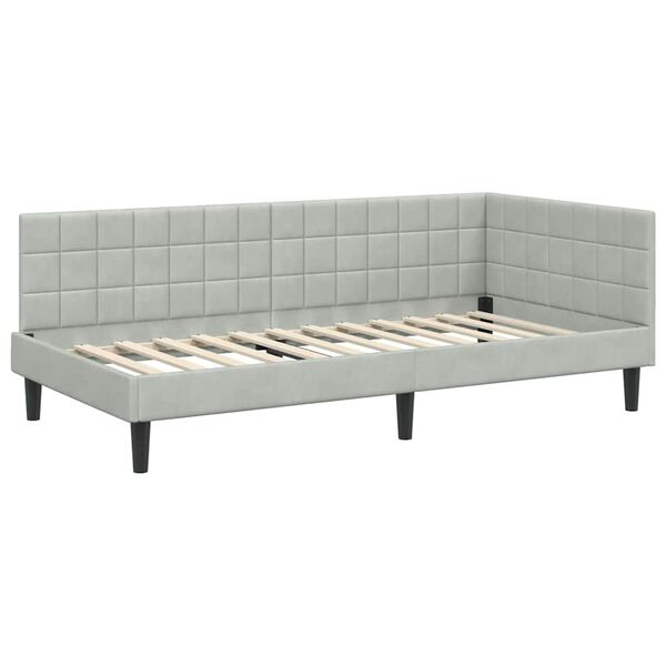 vidaXL Estructura de cama en esquina Gris claro 90 x 200 cm Terciopelo