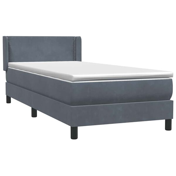 vidaXL Cama box spring con colch&oacute;n terciopelo gris oscuro 100x220 cm