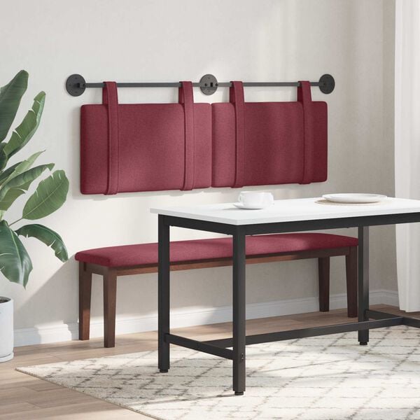 vidaXL Cabecera Colgante Liso Rojo vino 150 x 55 x 5 cm tela