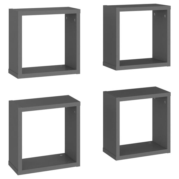 vidaXL Estantes cubo de pared 4 unidades gris 30x15x30 cm