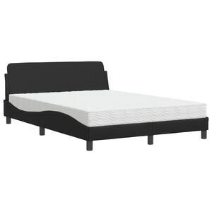 vidaXL Cama con colch&oacute;n Dover cuero sint&eacute;tico negro 140x190 cm