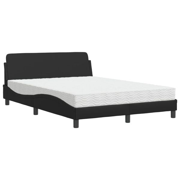 vidaXL Cama con colchón Dover cuero sintético negro 140x190 cm