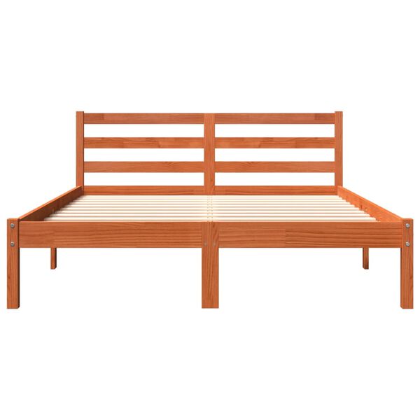vidaXL Estructura de cama sin colch&oacute;n madera maciza marr&oacute;n 135x190 cm