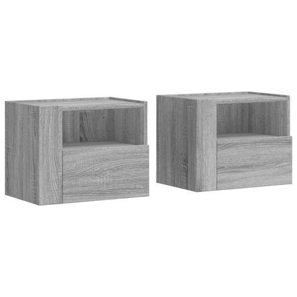 vidaXL Mesitas de noche de pared 2 uds gris Sonoma 45x30x35 cm