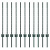 vidaXL Poste de cerca empotrado 11 uds. Verde 120 cm