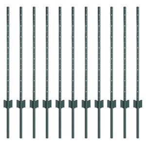 vidaXL Poste de cerca empotrado 11 uds. Verde 120 cm