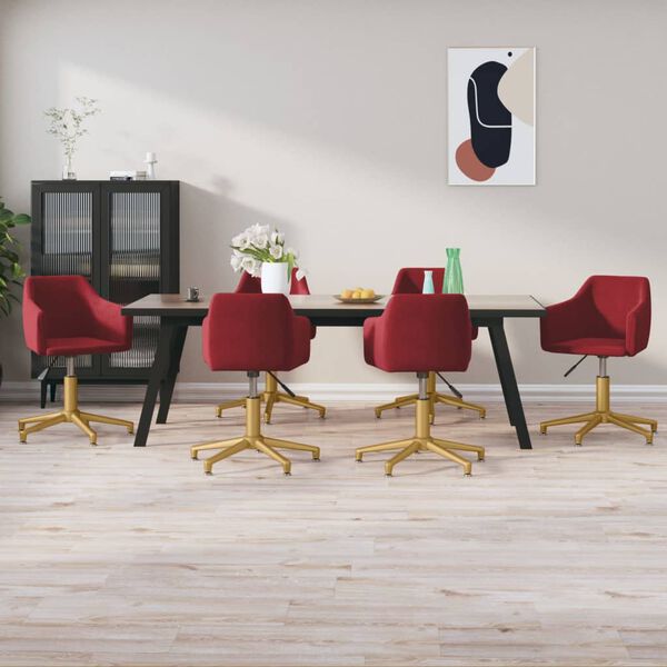 vidaXL Sillas de comedor giratorias 6 unidades terciopelo rojo tinto