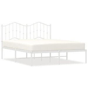 vidaXL Estructura cama sin colch&oacute;n con cabecero metal blanco 140x190cm