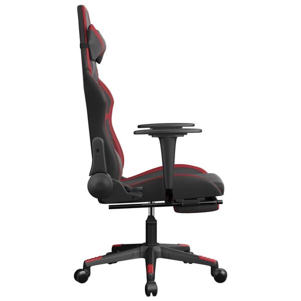 vidaXL Silla gaming con reposapi&eacute;s cuero sint&eacute;tico negro rojo tinto