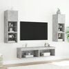 vidaXL Muebles TV pared con LED 6 pzas madera ingeniería gris hormigón