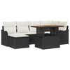 vidaXL Conjunto de sof&aacute; de jard&iacute;n 7 uds. Negro y crema
