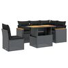 vidaXL Set de sof&aacute;s de jard&iacute;n 6 piezas y cojines rat&aacute;n sint&eacute;tico negro