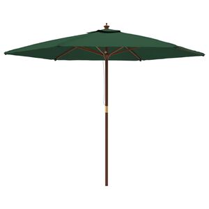 vidaXL Sombrilla de jard&iacute;n con poste de madera verde 299x240 cm