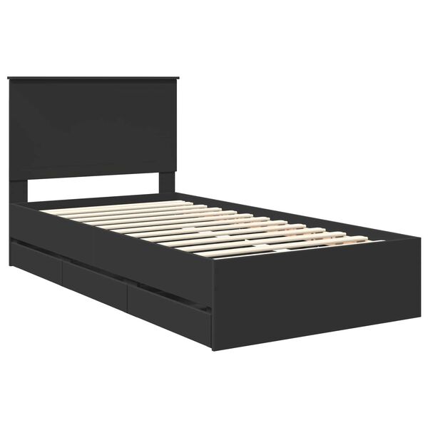 vidaXL Estructura de cama Negro 100 x 200 cm Madera Ingenieril