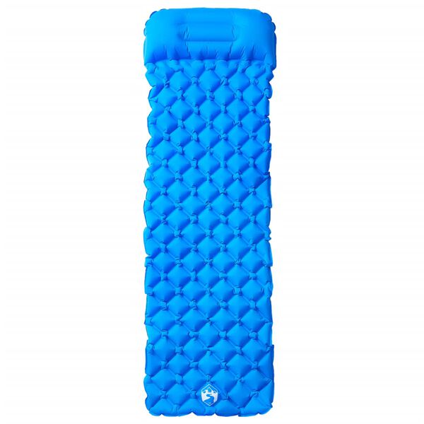 vidaXL Colch&oacute;n de camping inflable con almohada 1 persona azul