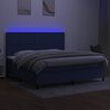 vidaXL Cama box spring colch&oacute;n y luces LED tela azul 200x200 cm