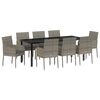 vidaXL Conjunto de Comedor de Jard&iacute;n 9 pcs Gris rat&aacute;n sint&eacute;tico