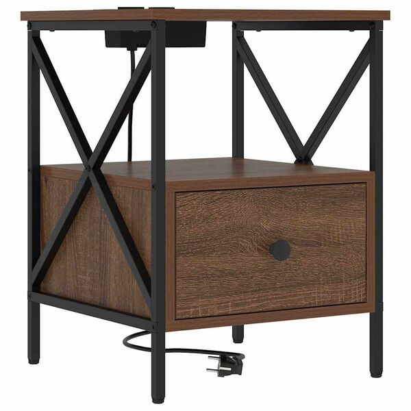 vidaXL Armario de Noche con caj&oacute;n Roble Marr&oacute;n 41,5 x 40,5 x 55 cm