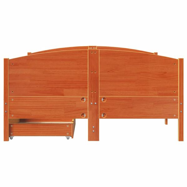 vidaXL Cama sin colch&oacute;n madera maciza pino marr&oacute;n cera 150x200 cm
