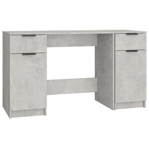 vidaXL Escritorio con armario lateral contrachapada gris hormig&oacute;n