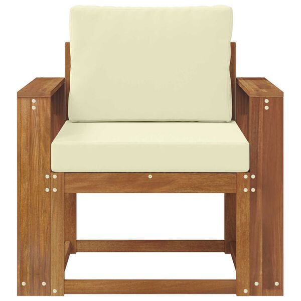 vidaXL Sof&aacute; de exterior Madera de Acacia S&oacute;lida y Poli&eacute;ster Natural